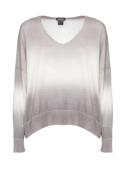 Avant Toi Lilac Degrade Cashmere-silk V-neck Sweater In Gray