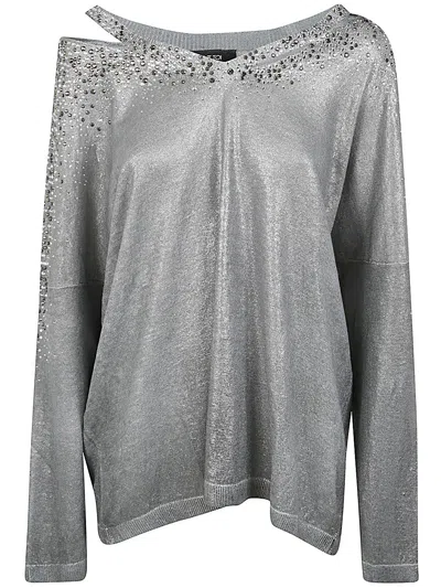 AVANT TOI AVANT TOI LINEN COTTON V-NECK PULLOVER WITH LAMINATION AND STRASS