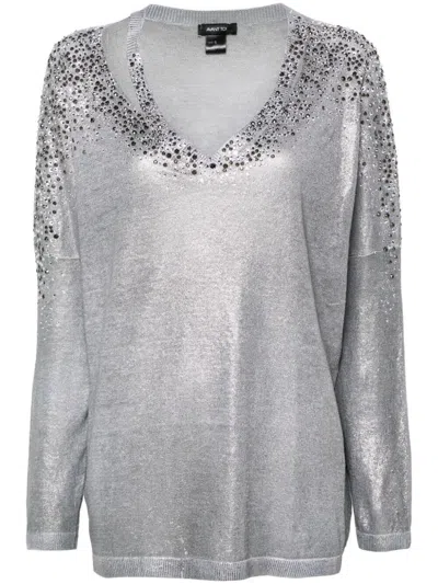 Avant Toi Crystal-embellished V-neck Jumper In White