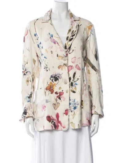 Pre-owned Avant Toi Linen Floral Print Blazer In Neutral