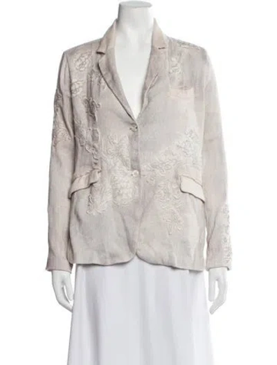 Pre-owned Avant Toi Linen Floral Print Blazer In Neutrals
