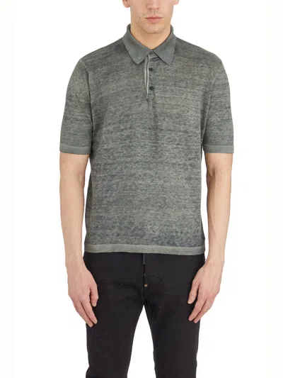 Avant Toi Short-sleeved Knitted Polo Shirt In Gray