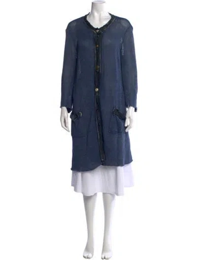 Pre-owned Avant Toi Linen Open Front Sweater In Blue