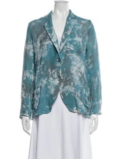 Pre-owned Avant Toi Linen Printed Blazer In Blue