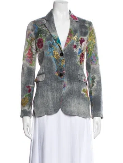 Pre-owned Avant Toi Linen Printed Blazer In Gray