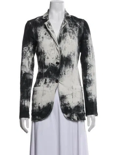 Pre-owned Avant Toi Linen Tie-dye Print Blazer In Grey