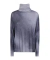 Avant Toi Gradient Effect High Neck Oversize Pullover With Slits In Gray