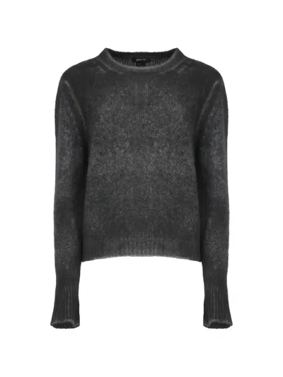 Avant Toi Grey Cashmere Elasticized Cuffs Sweater In Multi