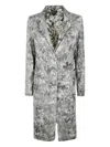 Avant Toi Camouflage Rever Neck Micro Mat Stitch Duster With Lamination In Grey