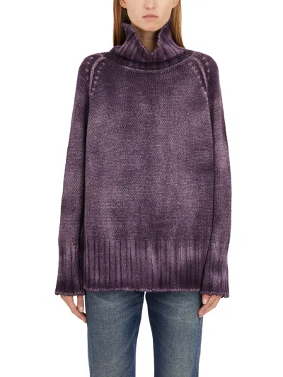 Avant Toi Maglia Collo Alto In Eco-cashmere In Purple
