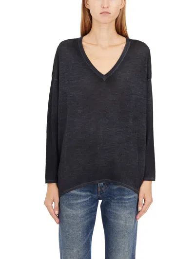 Avant Toi Maglia Scollo A V In Cashmere E Seta In Black