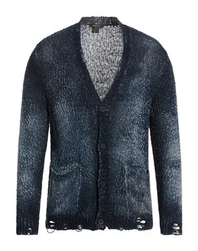 Avant Toi Man Cardigan Midnight Blue Size Xl Cotton, Linen