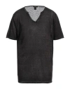 Avant Toi Man Sweater Black Size Xl Linen In Black