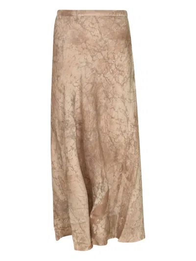 Avant Toi Marble-print Slip Midi Skirt In Multi