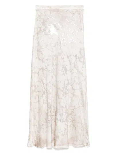 Avant Toi Marbled-effect Midi Skirt In Nude