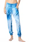 Avant Toi Marmo Effect Silk Joggers In Genziana Blue In Blue