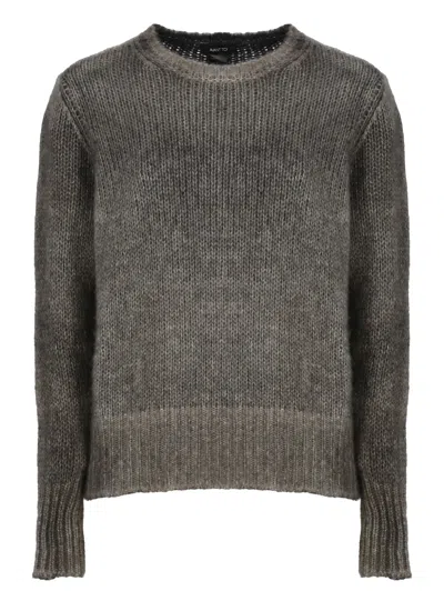 Avant Toi Melange Cashmere Sweater With Braided Pattern And Ribbed Details In Gray