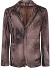 Avant Toi Felted Rever Jacket With Black Brush Strokes Effect In Brown