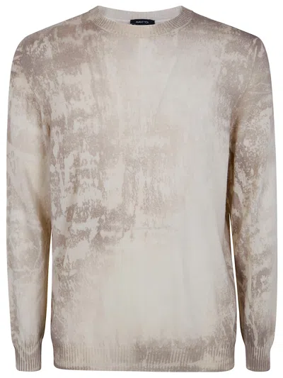AVANT TOI AVANT TOI MEN "SHELLEY" MARBLE EFFECT LIGHT CASHMERE REVERSIBLE ROUNDNECK PULLOVER