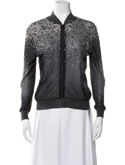 Pre-owned Avant Toi Mesh Graphic Print Bomber Jacket In Grey