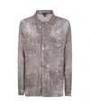 Avant Toi Dirty Effect Linen And Cotton Net Fabric Shirt With Pockets In Gray