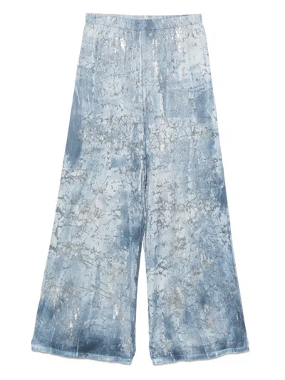 Avant Toi Metallic-detailed Palazzo Pants In Blue