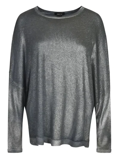 Avant Toi Metallic Long-sleeve Sweater In Gray