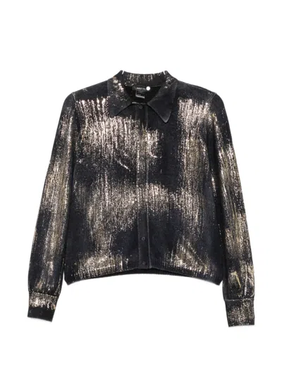 Avant Toi Metallic-effect Button-up Shirt In Black