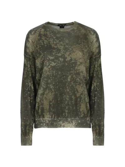 Avant Toi Green Patterned Fabric Long-sleeve Sweater In Gray