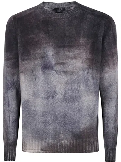 AVANT TOI AVANT TOI MURALES EFFECT CASHMERE OFF GAUGE ROUND NECK PULLOVER