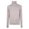 Avant Toi Hand Painted Cashmere And Silk High Neck Pullover With Destroyed Edges In Neutral
