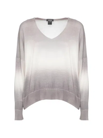 Avant Toi Ombré-effect V-neck Sweater In Gray