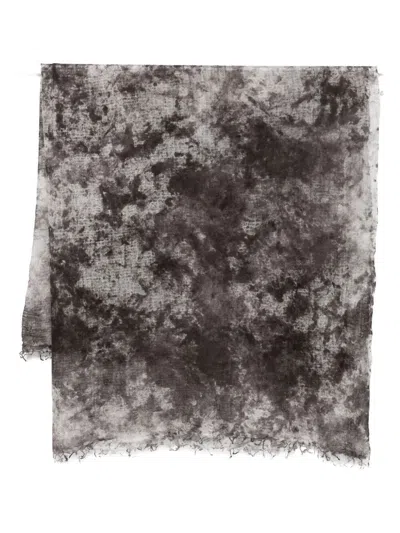 AVANT TOI AVANT TOI ONE COLOR "CAMOUFLAGE" LIGHT CASHMERE SCARF WITH FRINGES 140X140CM