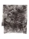 Avant Toi One Color "camouflage" Light Cashmere Scarf With Fringes 140x140cm Accessories In Gray