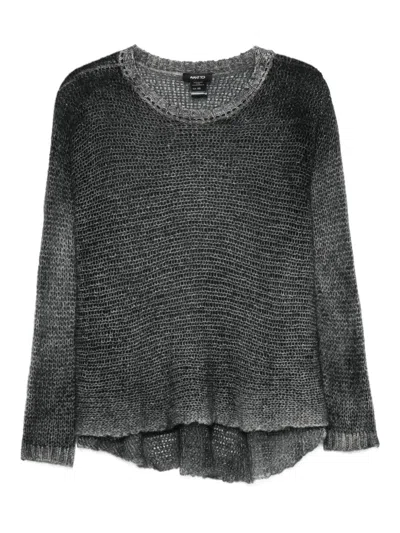 Avant Toi Open-knit Long-sleeve Sweater In Black