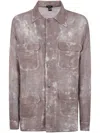 Avant Toi Dirty Effect Linen And Cotton Net Fabric Shirt With Pockets In Neutrals