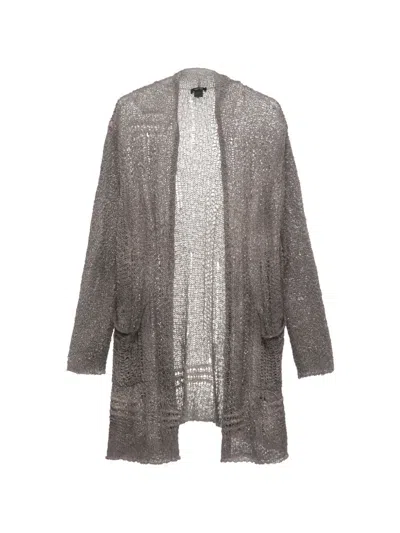 Avant Toi Open-knit Distressed Cardigan In Gray
