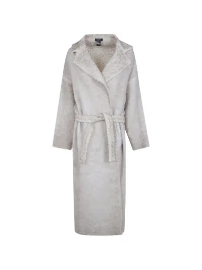 Avant Toi Oversized Belted Coat In Gray