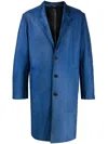 Avant Toi Painted-effect Merino-wool Overcoat In 蓝色