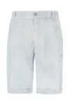 Avant Toi Pastel Light Blue Hemp Bermuda Shorts In 006673
