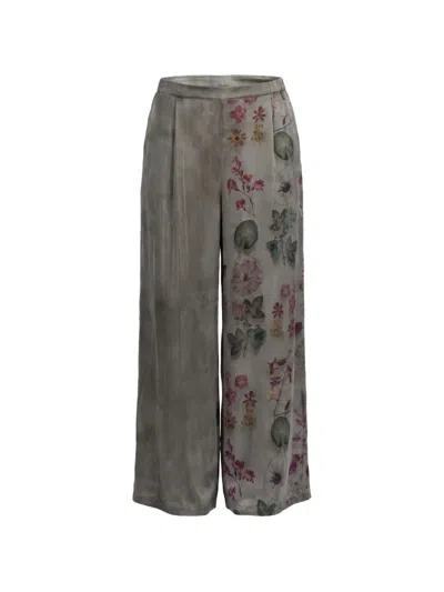 Avant Toi Patchwork Floral-print Palazzo Pants In Brown
