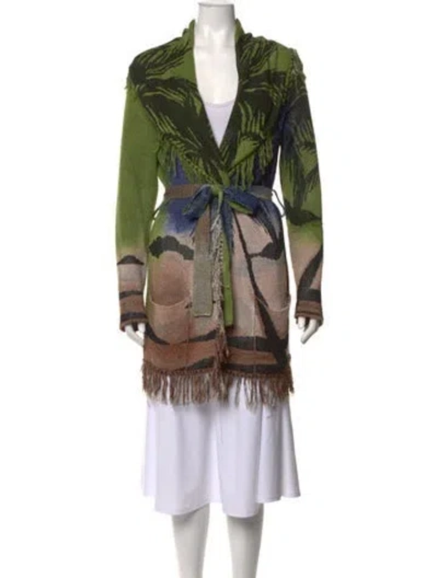 Pre-owned Avant Toi Patterned Open Front Sweater In Green