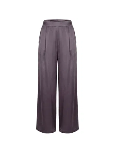 Avant Toi Pleated Satin Palazzo Pants In Purple