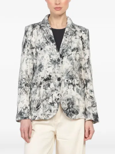 Avant Toi Printed Button-fastening Blazer In Neutral