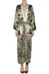 Avant Toi Printed Silk Kimono In Green