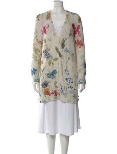 Pre-owned Avant Toi Printed V-neck Sweater In White