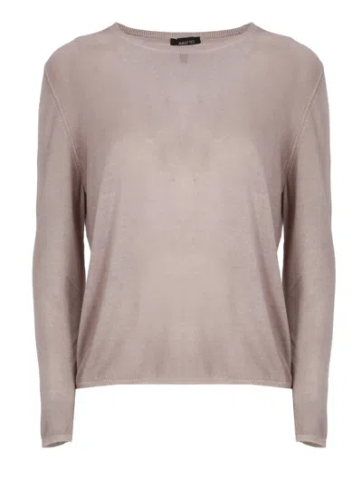 Avant Toi Purple Ribbed Trims Cashmere-silk Sweater In Pink