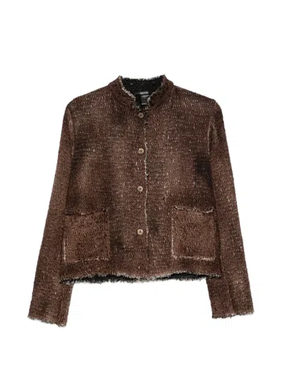 Avant Toi Raw-edge Tweed Jacket In Brown
