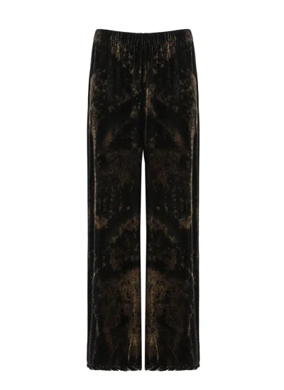 Avant Toi Relaxed Wide-leg Velvet Trousers With Elastic Waistband In Brown