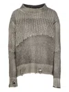 Avant Toi Ribbed Distressed Cashmere-silk Blend Sweater In Gray
